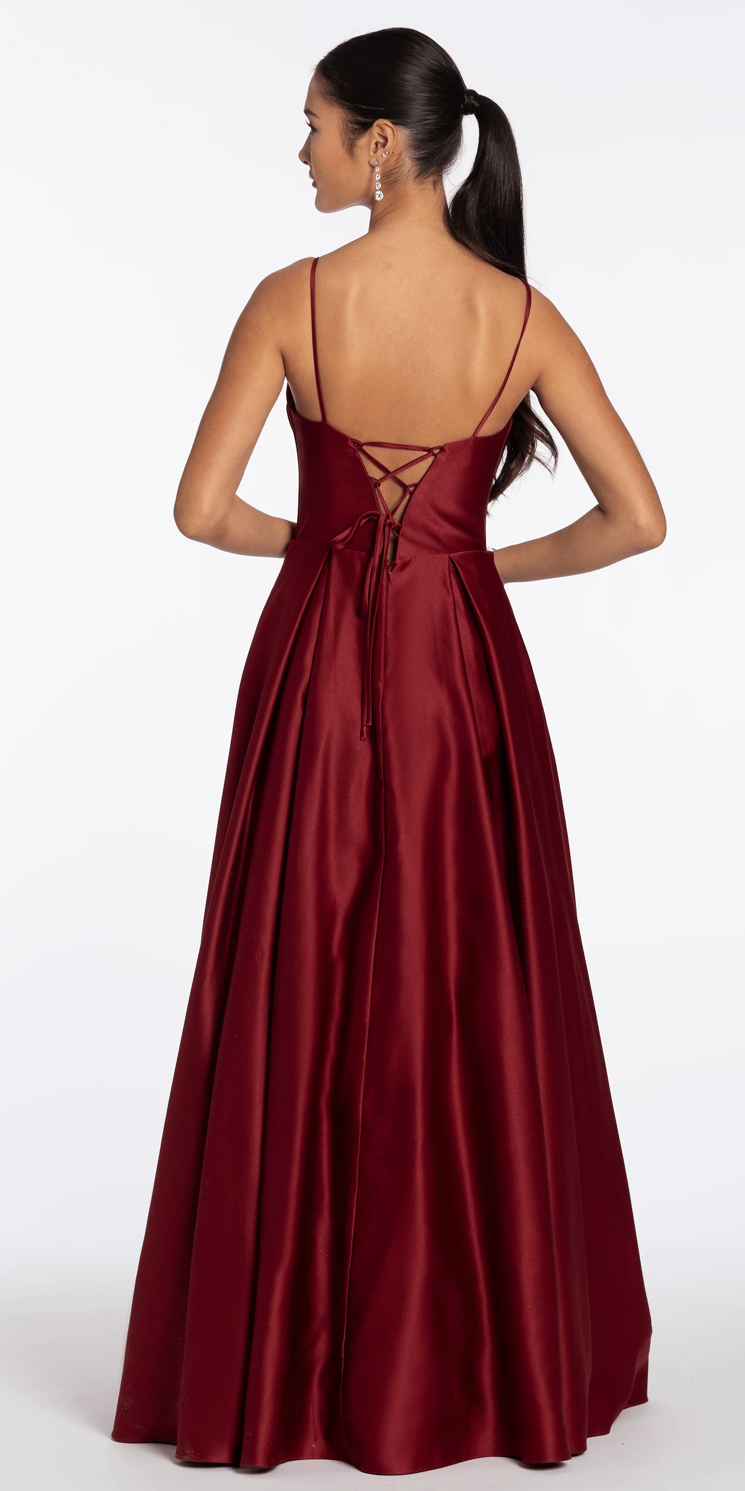 Satin Embroidered Sweetheart Corset Ballgown with Pockets - Image 5
