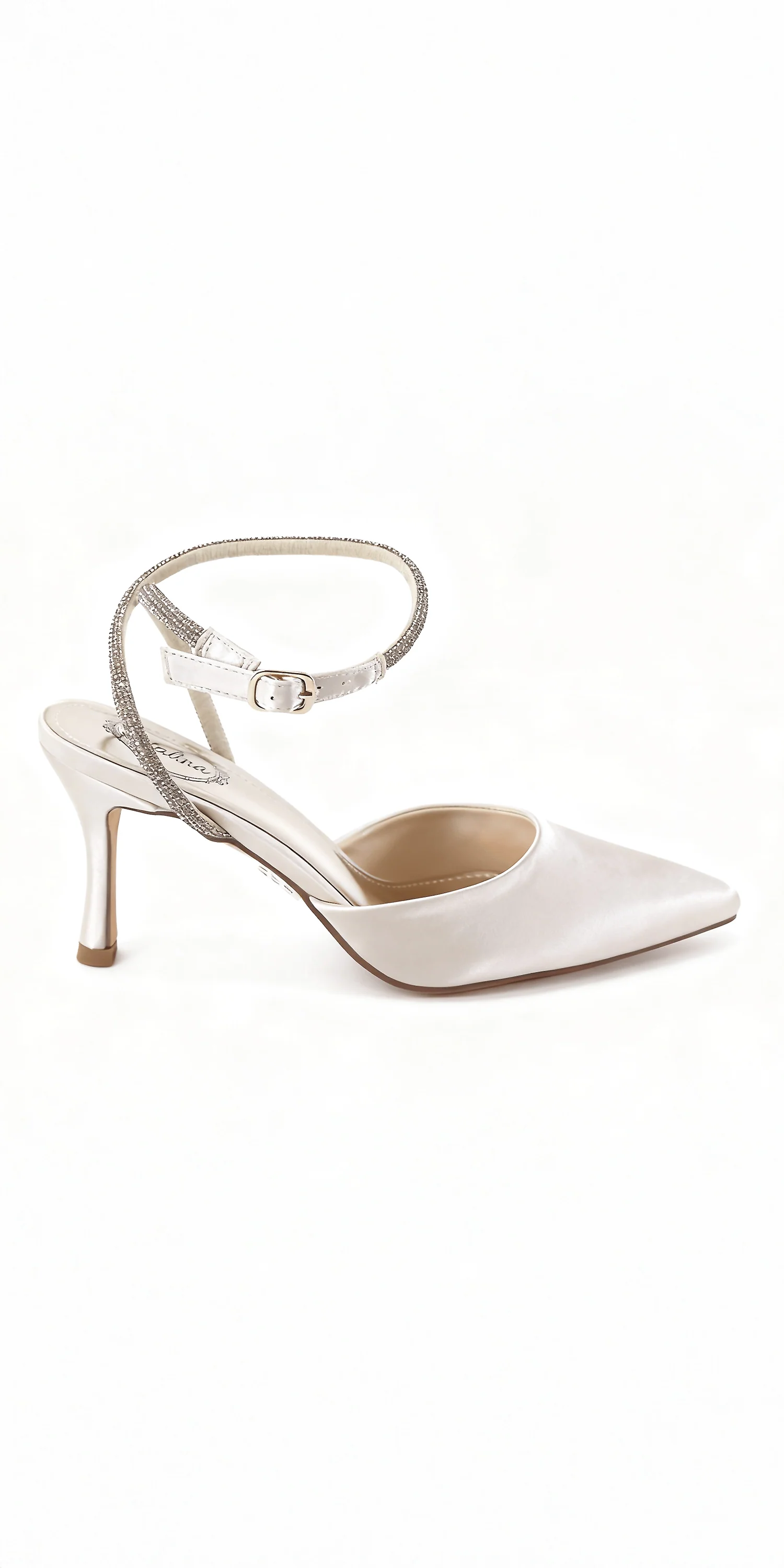 Satin Rhinestone Double Strap Slingback Sandal