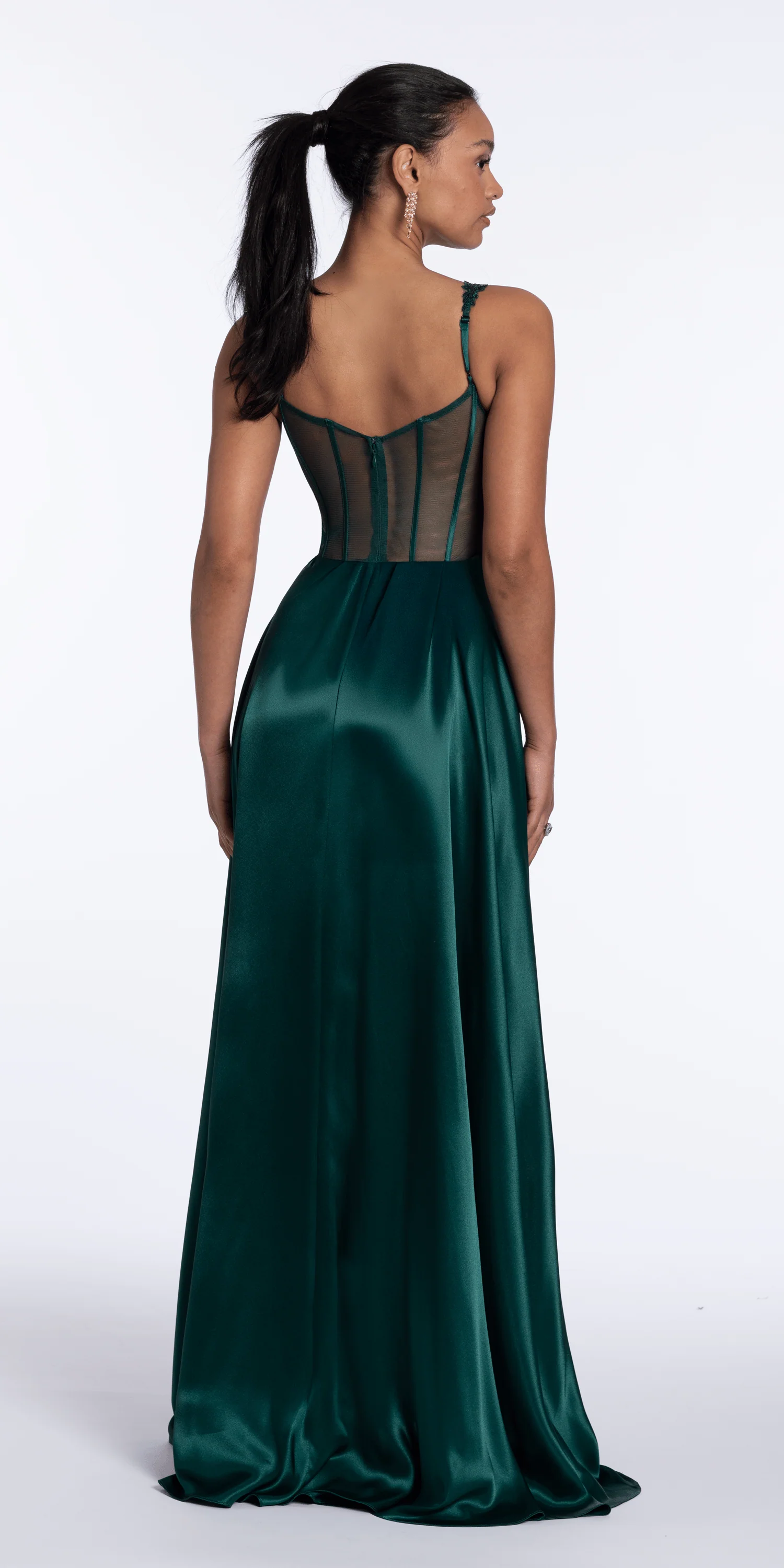 Satin Sequin Sweetheart Corset A Line Dress - Image 3