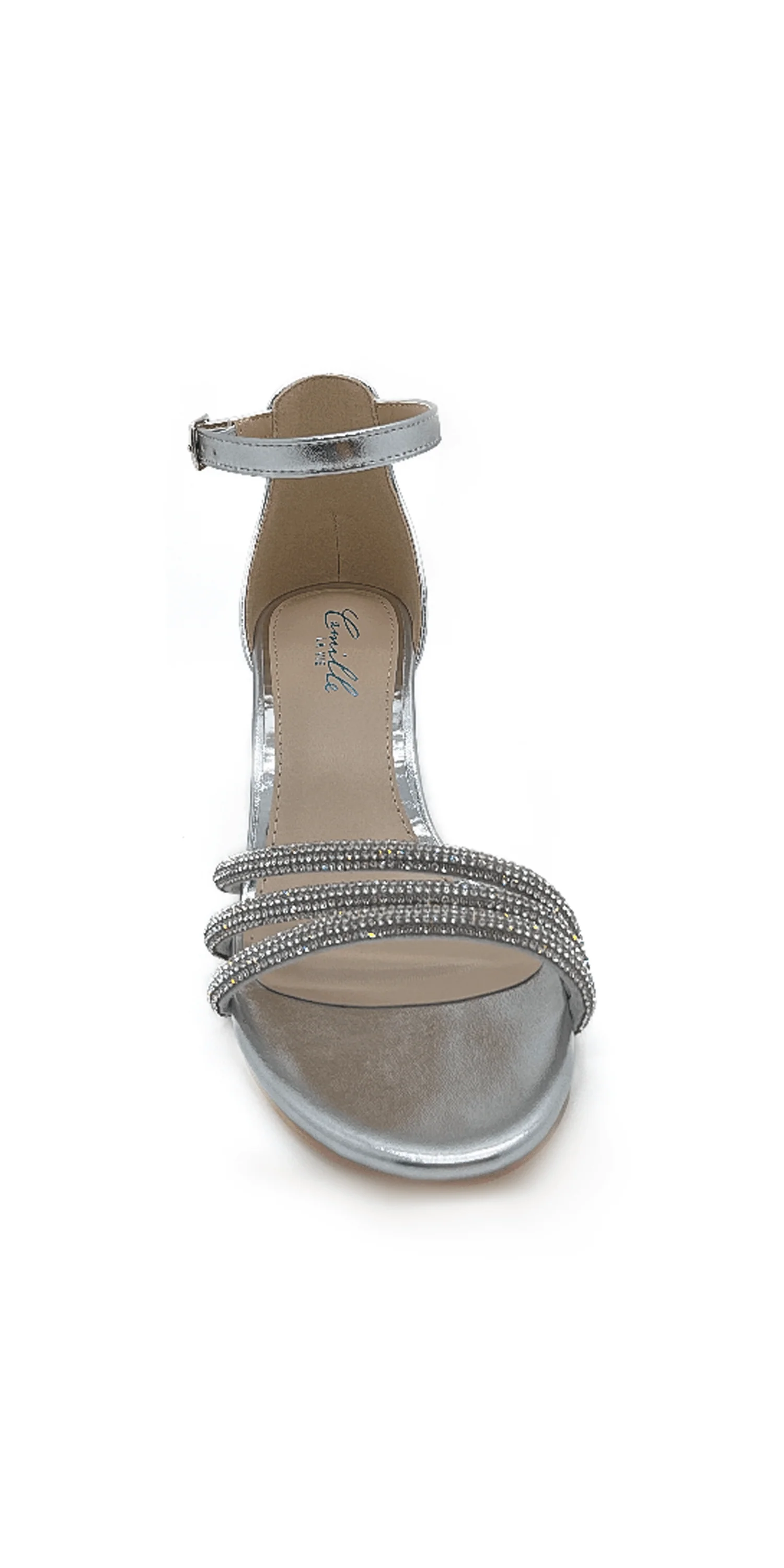 Scooter Metallic Low Block Heel Rhinestone Sandal - Image 2