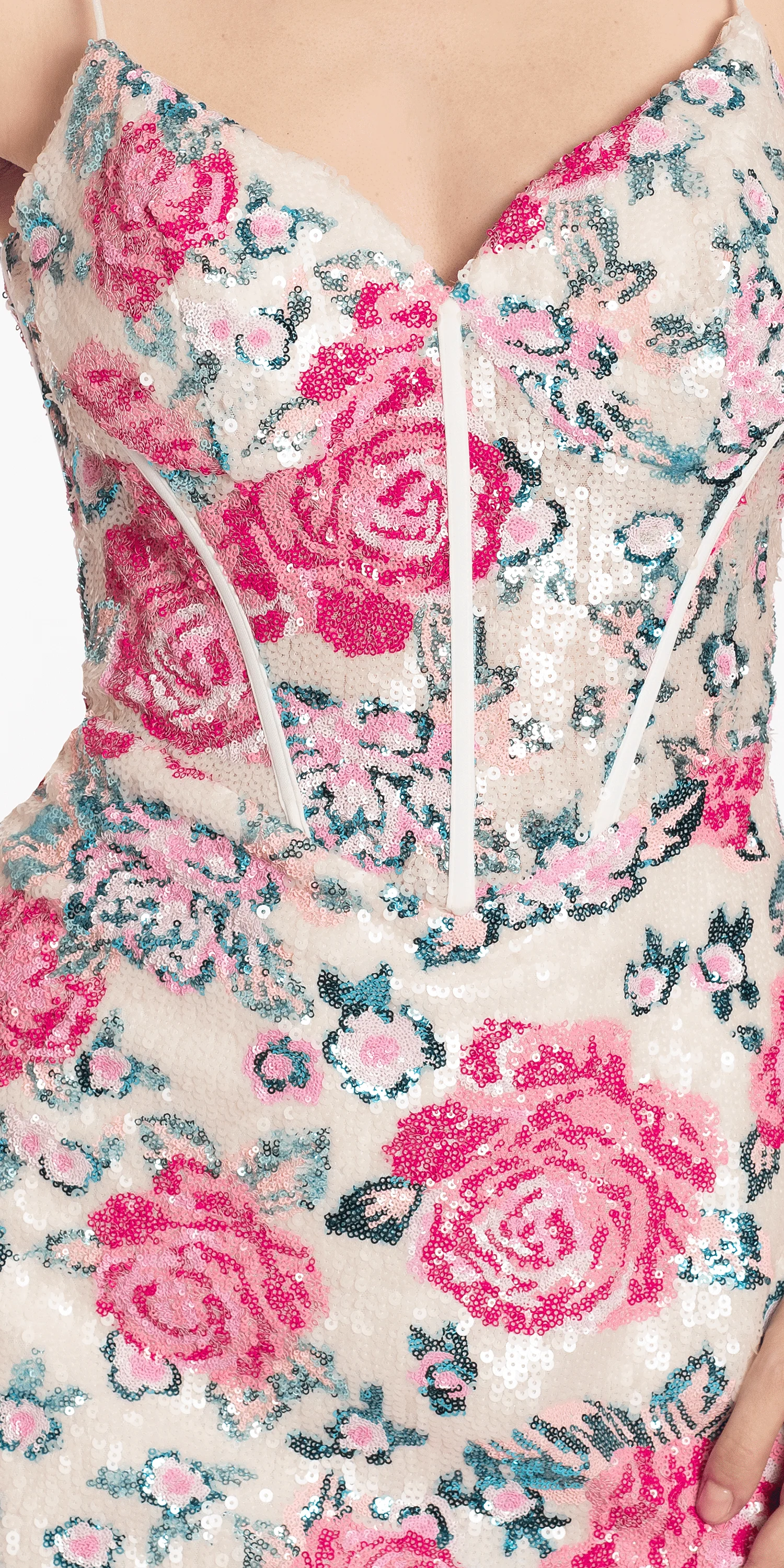 Sequin Floral Sweetheart Corset Bodycon Dress - Image 5