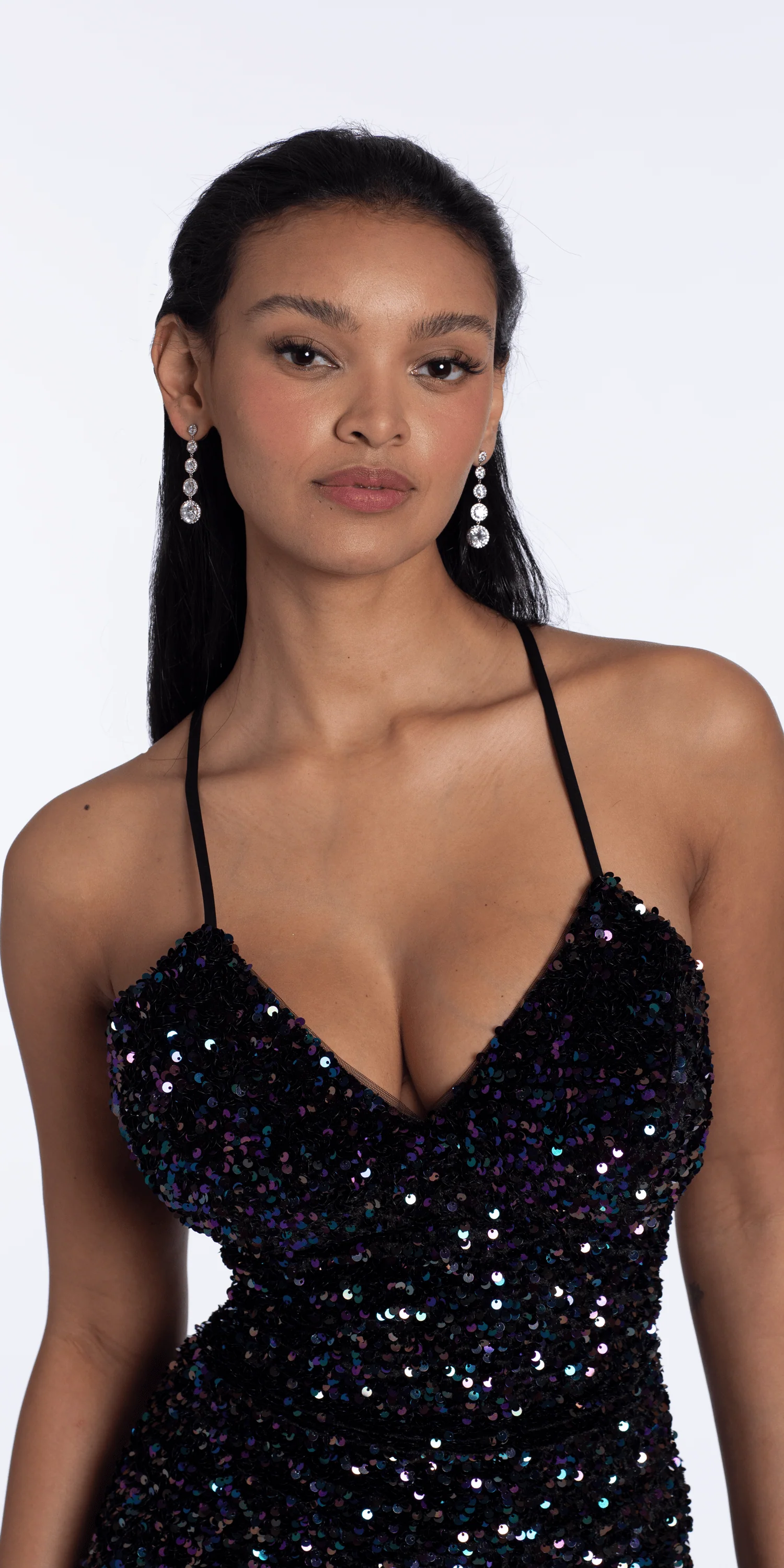 Sequin Lace Up Dress with Side Slit - Image 6