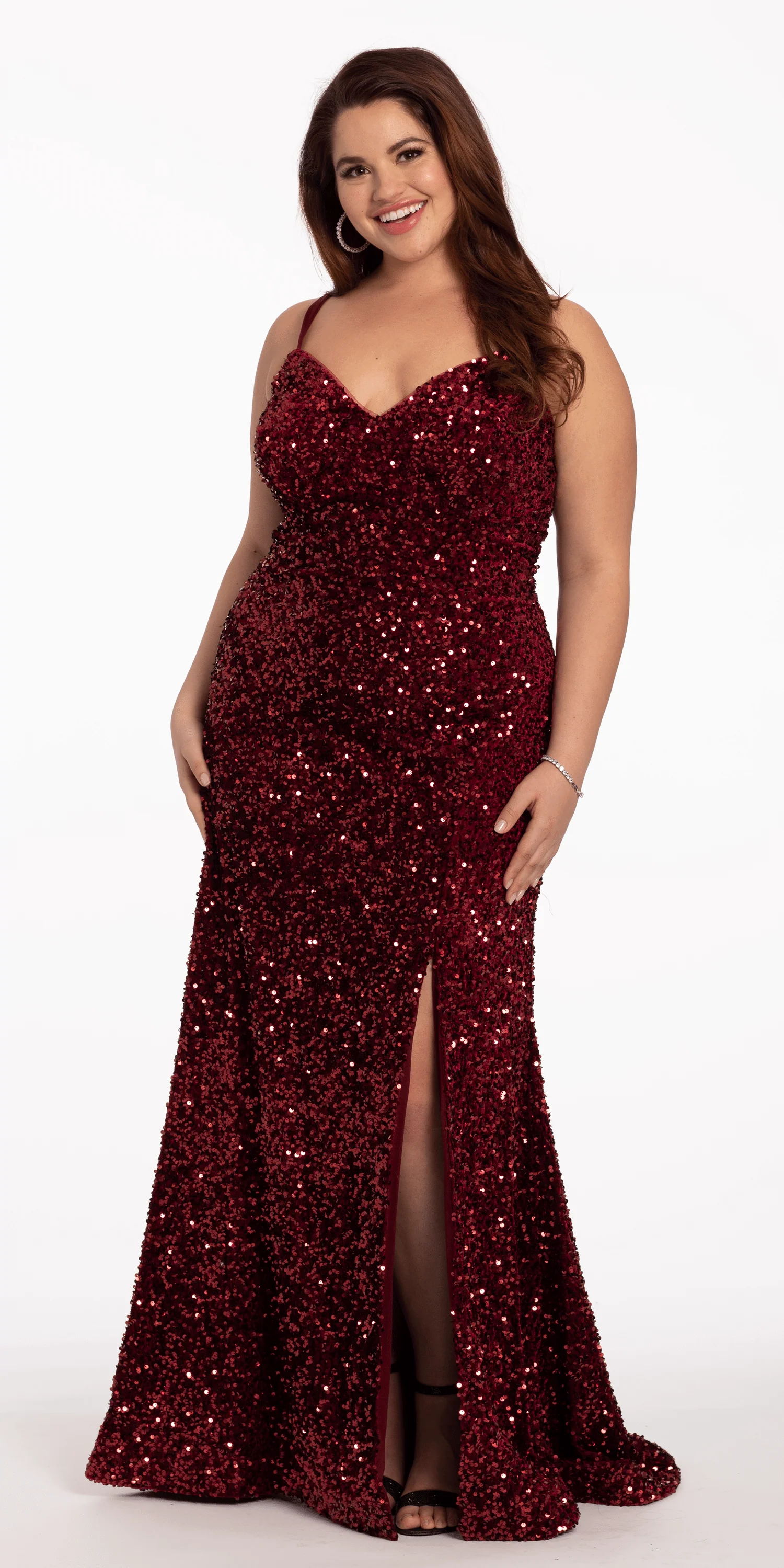 Sequin Lace Up Dress with Side Slit - Image 9