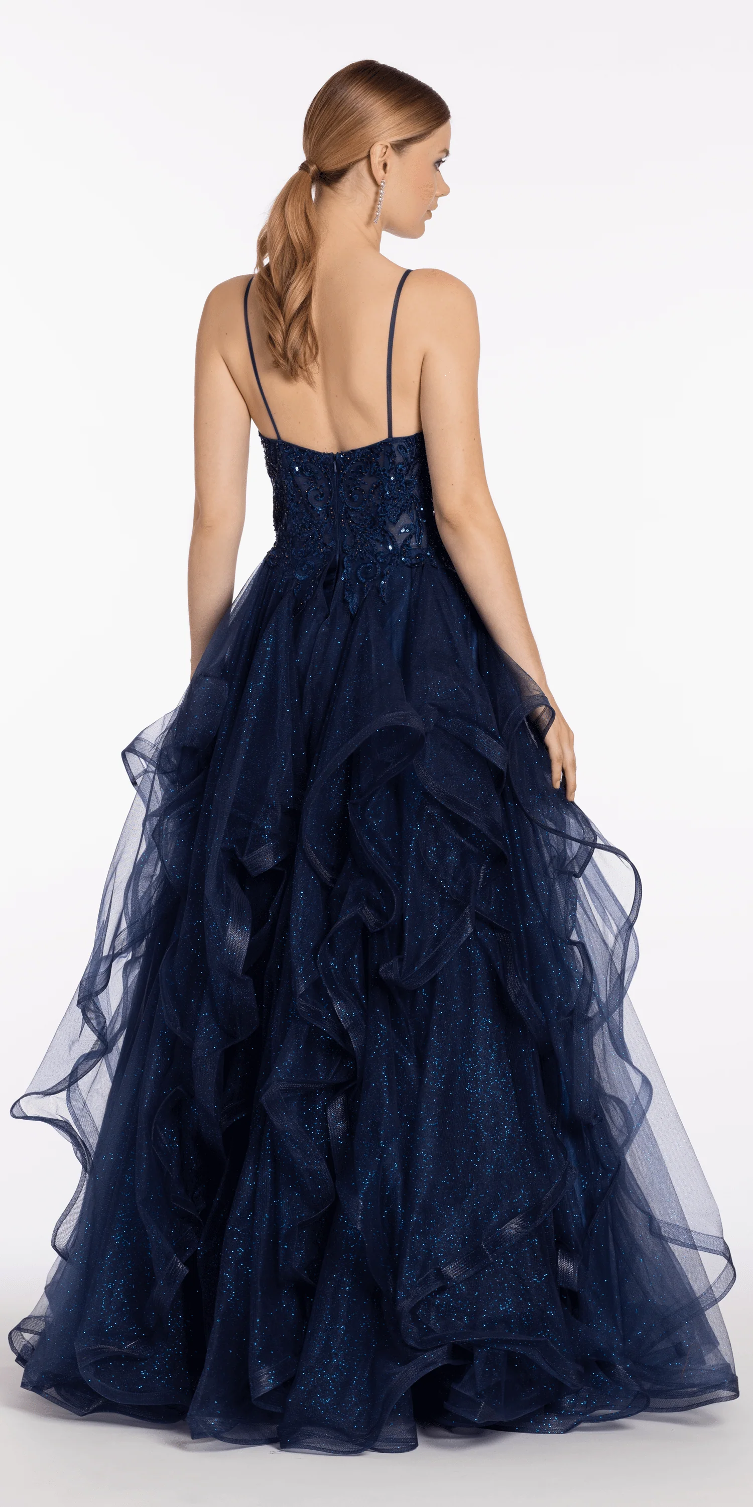 Sequin Plunge Corset Tulle Tiered  Ballgown - Image 4