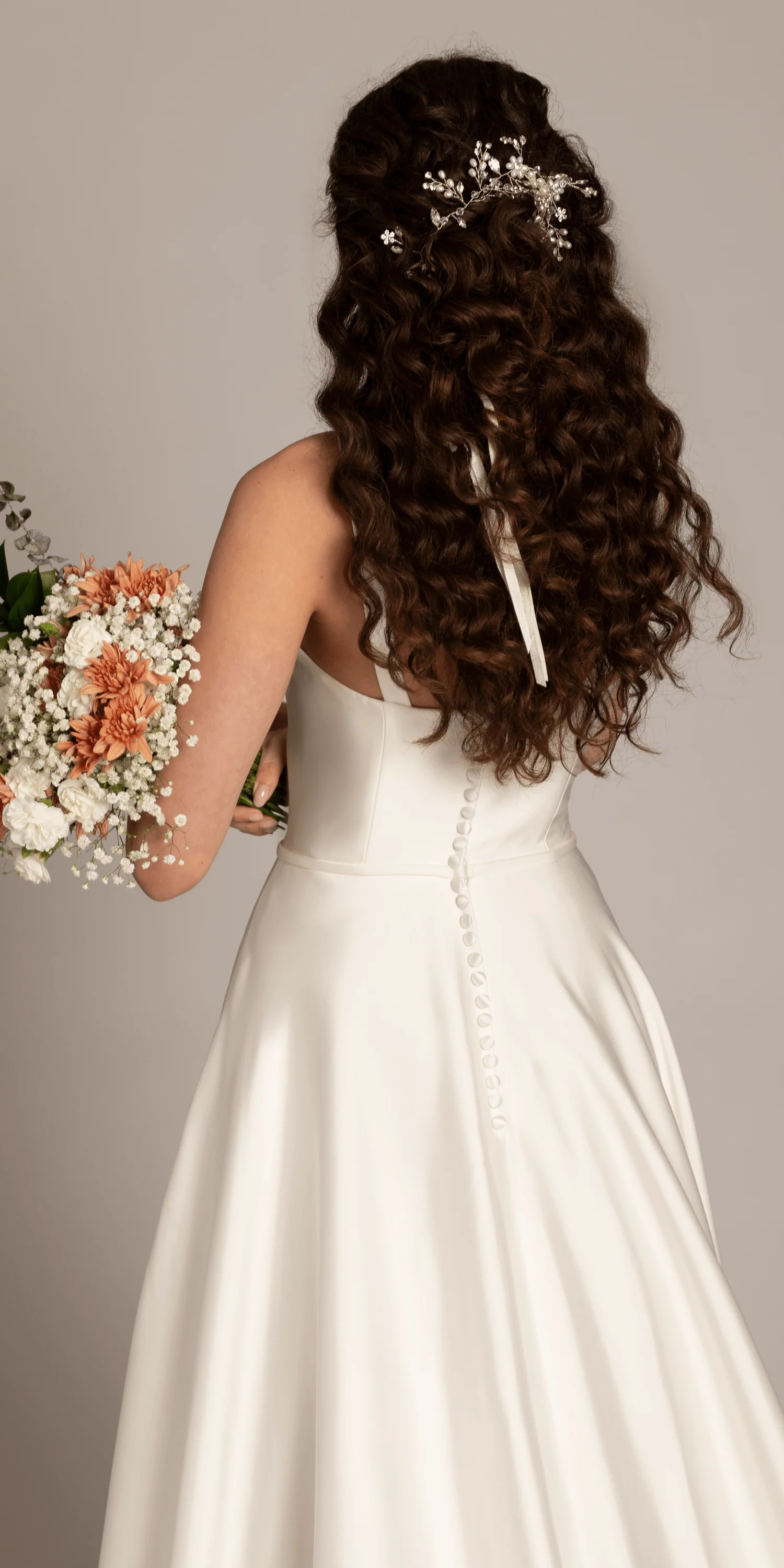 Square Neck Satin Ballgown with Pockets - Image 5