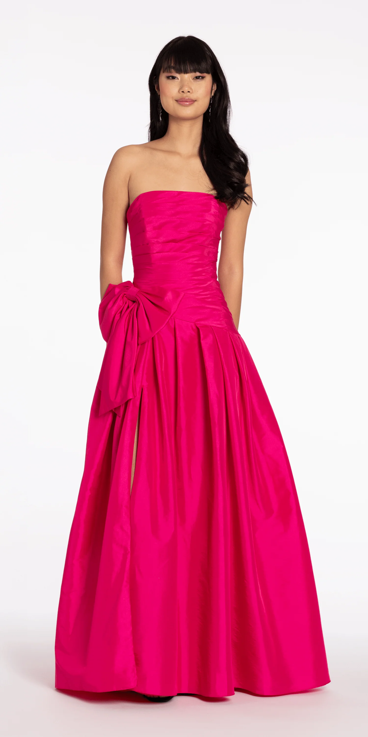 Strapless Pleated Taffeta Ballgown with Side Bow - Image 4