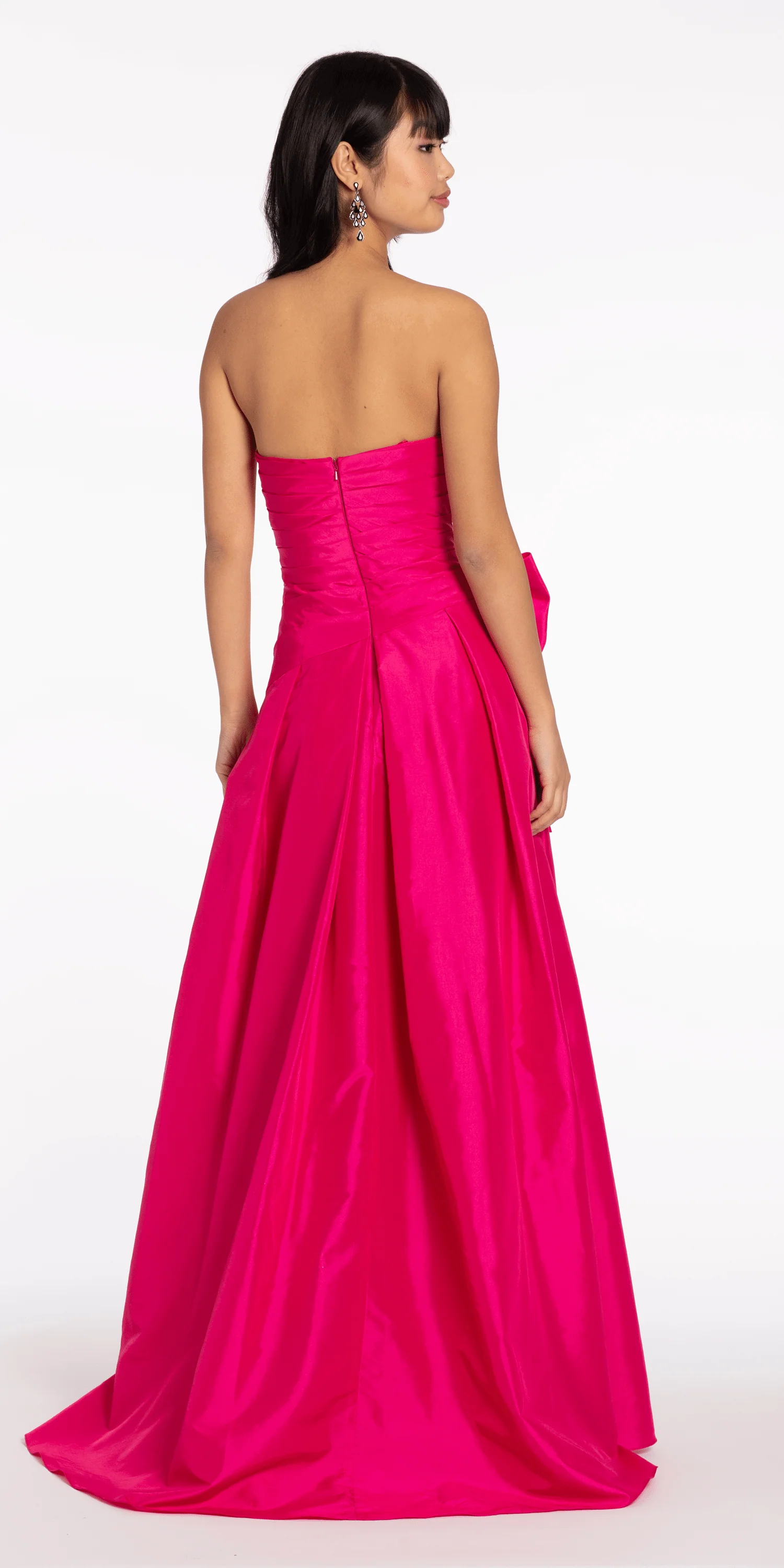 Strapless Pleated Taffeta Ballgown with Side Bow - Image 5