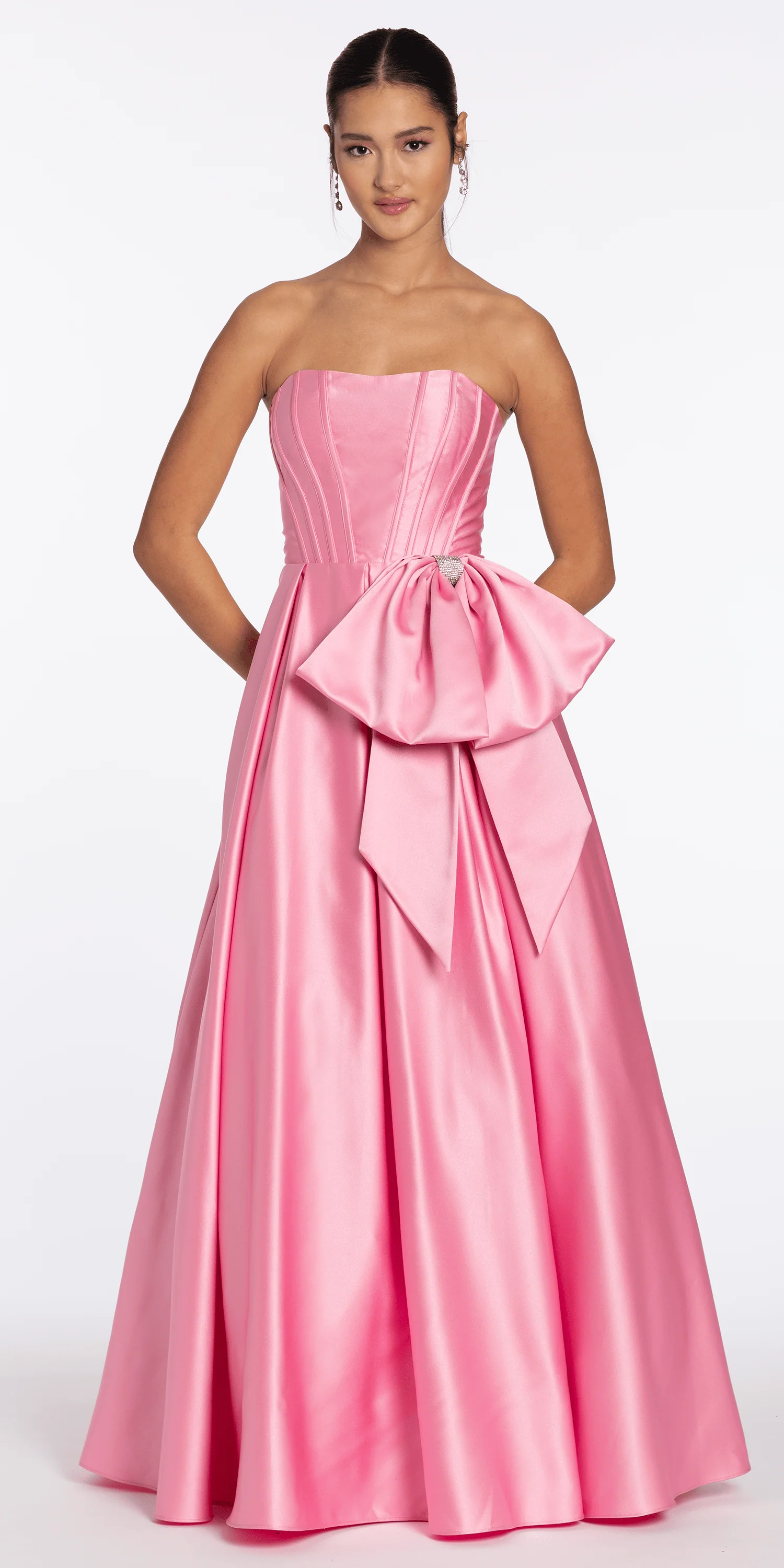 Strapless Satin Coreset Ballgown with Side Bow
