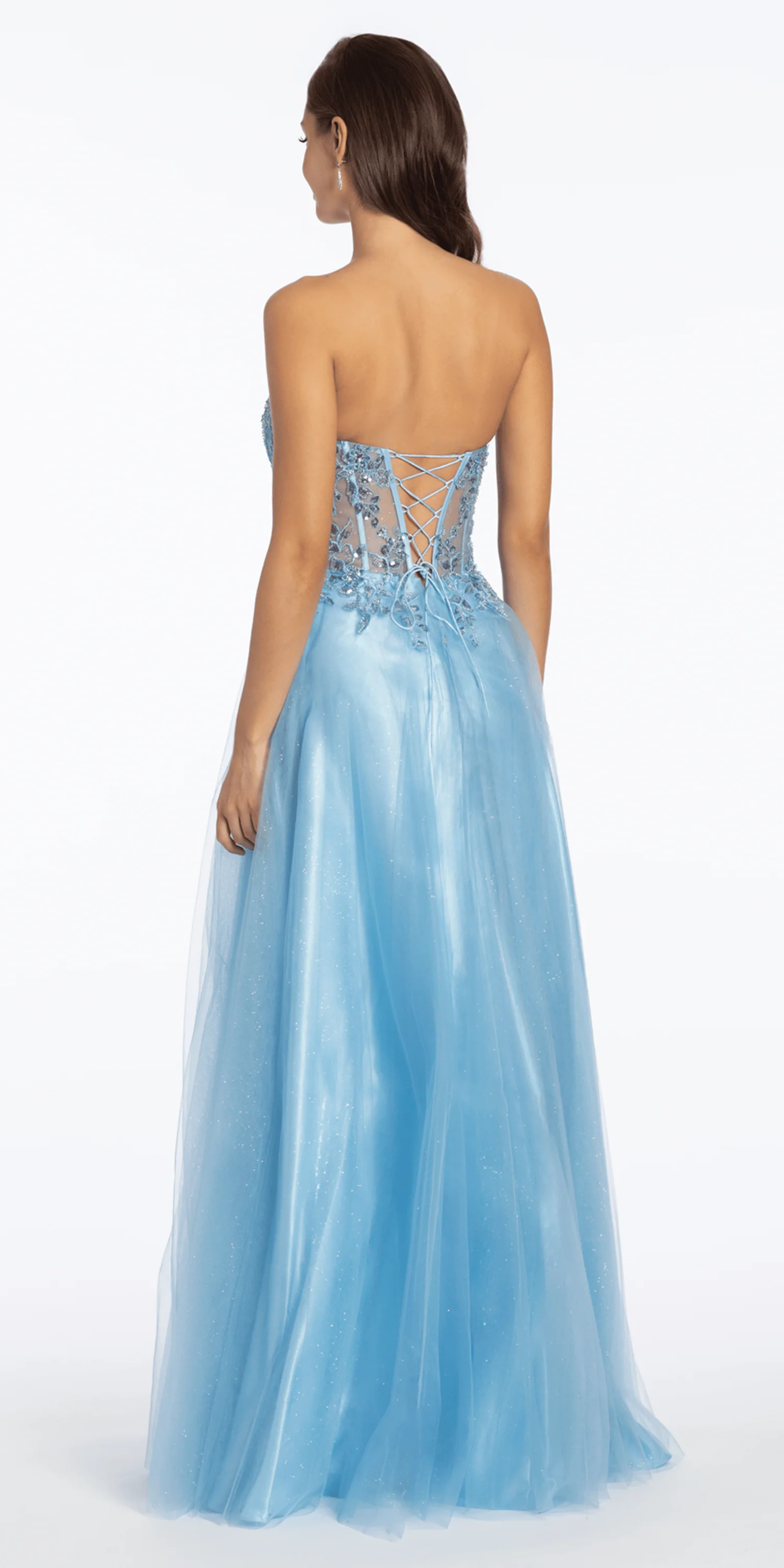 Strapless Sweetheart Glitter Tulle Corset Ballgown - Image 5