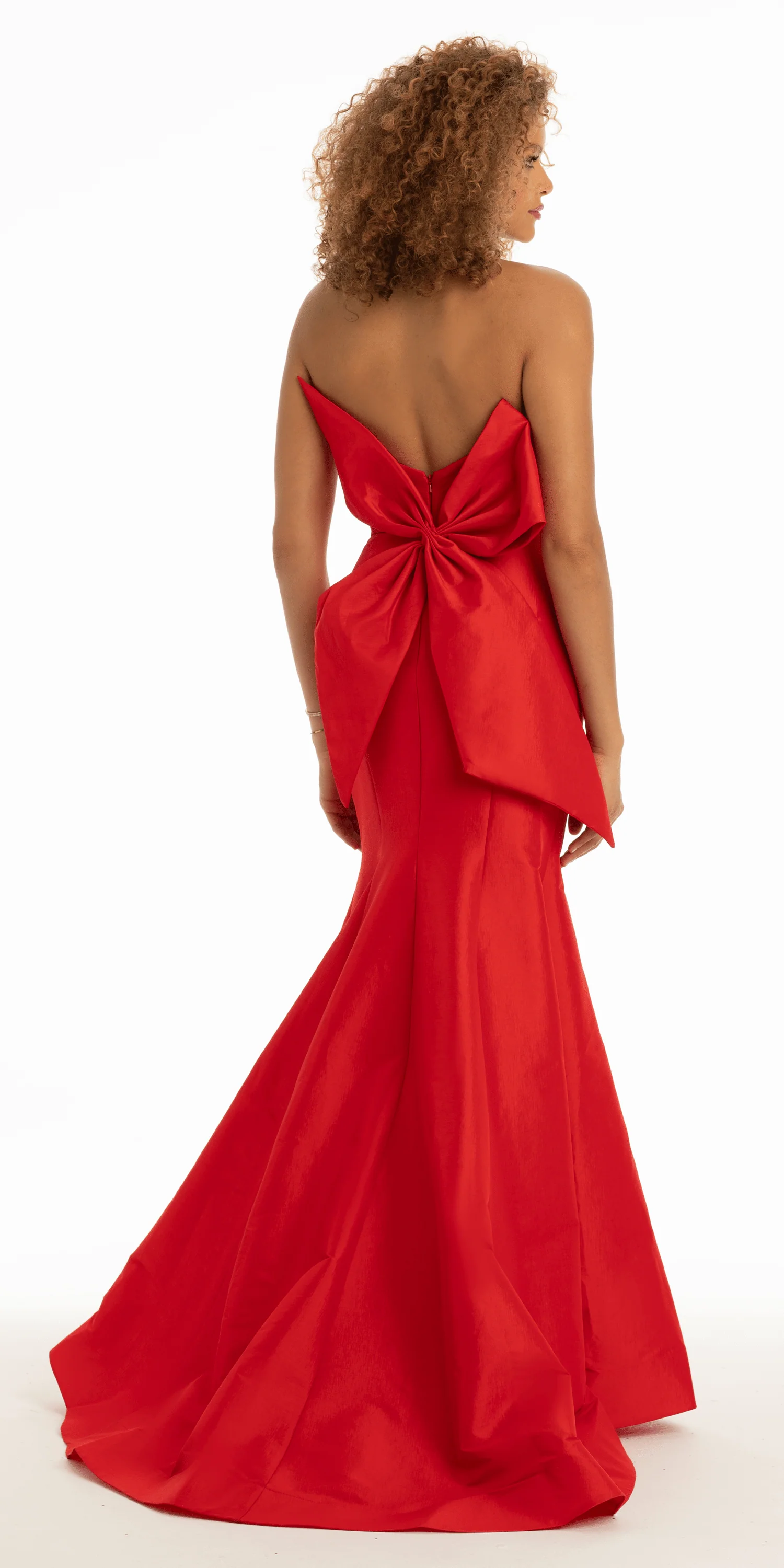 Strapless Taffeta Mermaid Dress with Back Bow Detail - Image 2