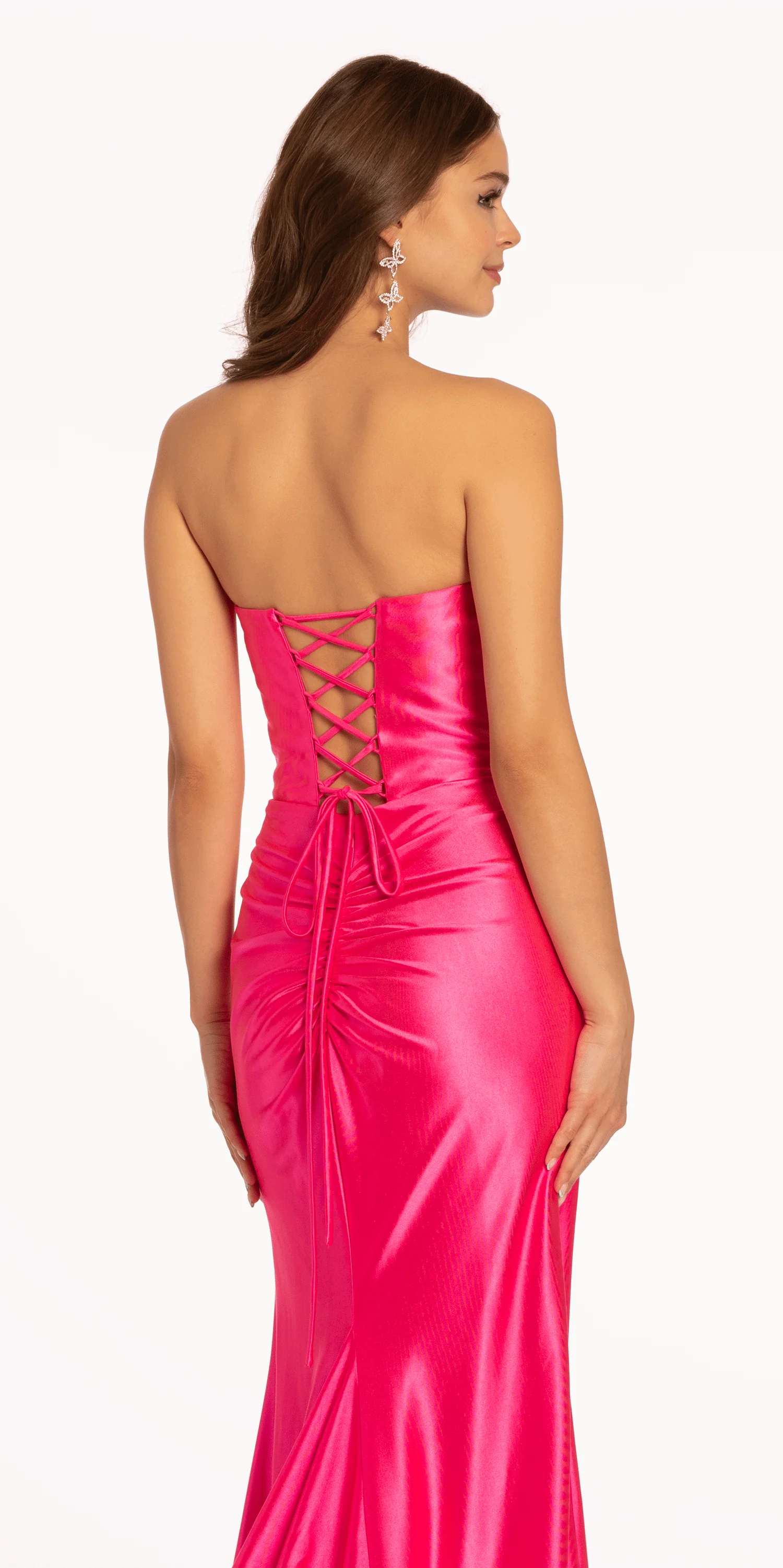 Stretch Satin Beaded Sweetheart Trumpet Dress - Image 5