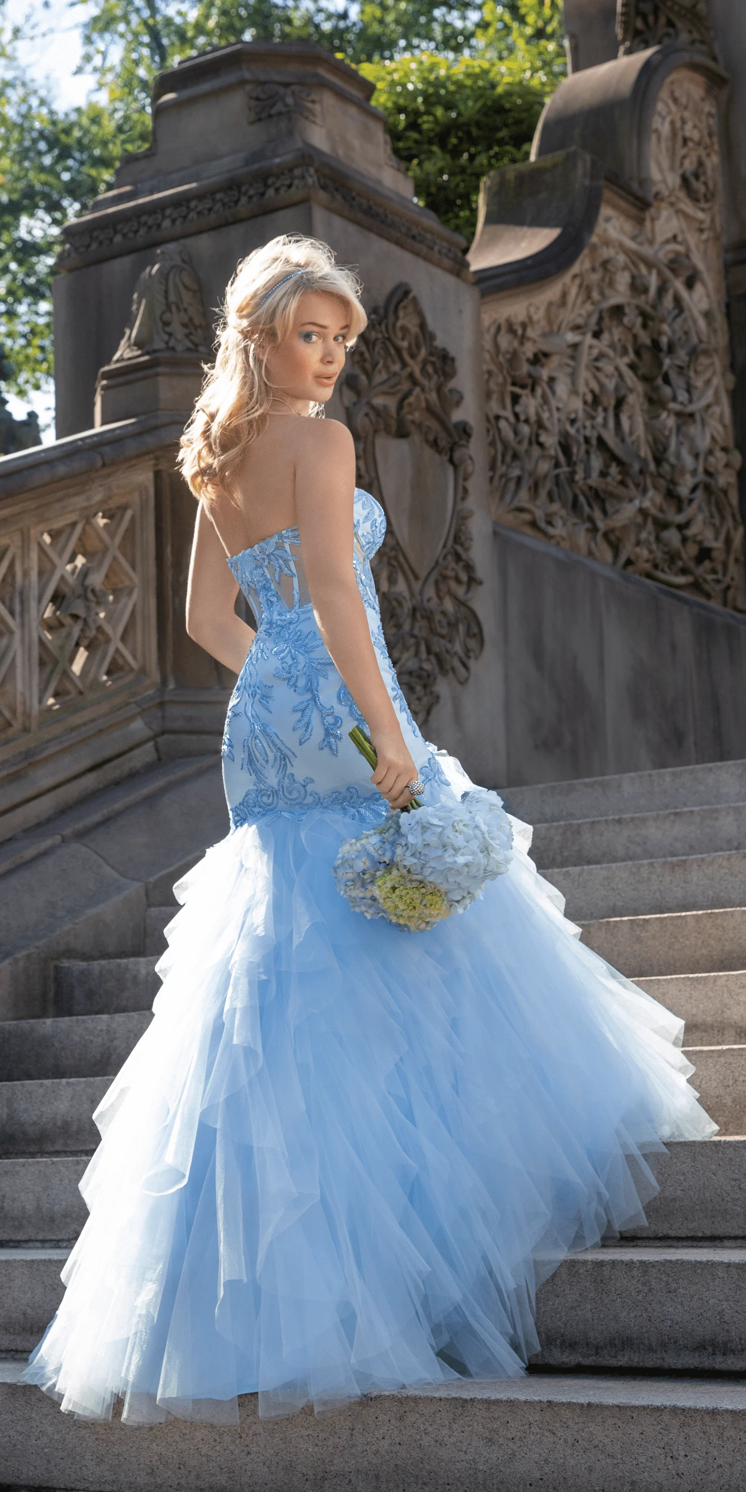 Sweetheart Beaded Corset Tulle Mermaid Dress - Image 2