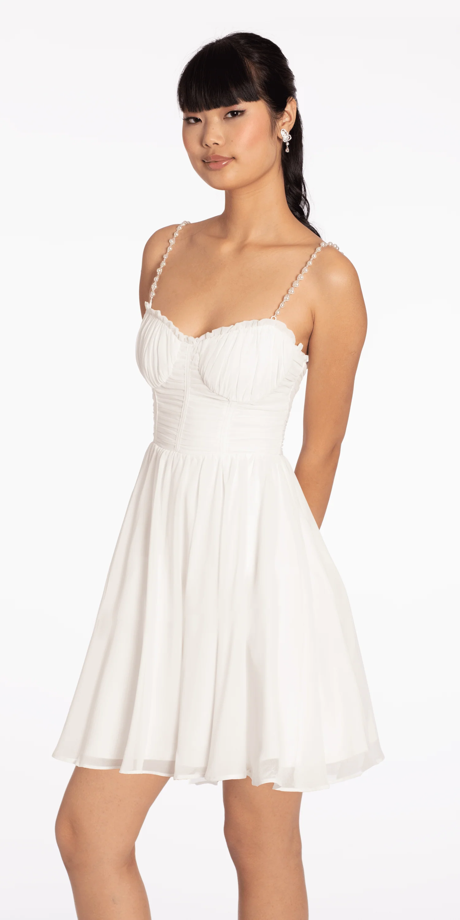Sweetheart Corset Fit and Flare Dress with Pearl Straps - Image 2