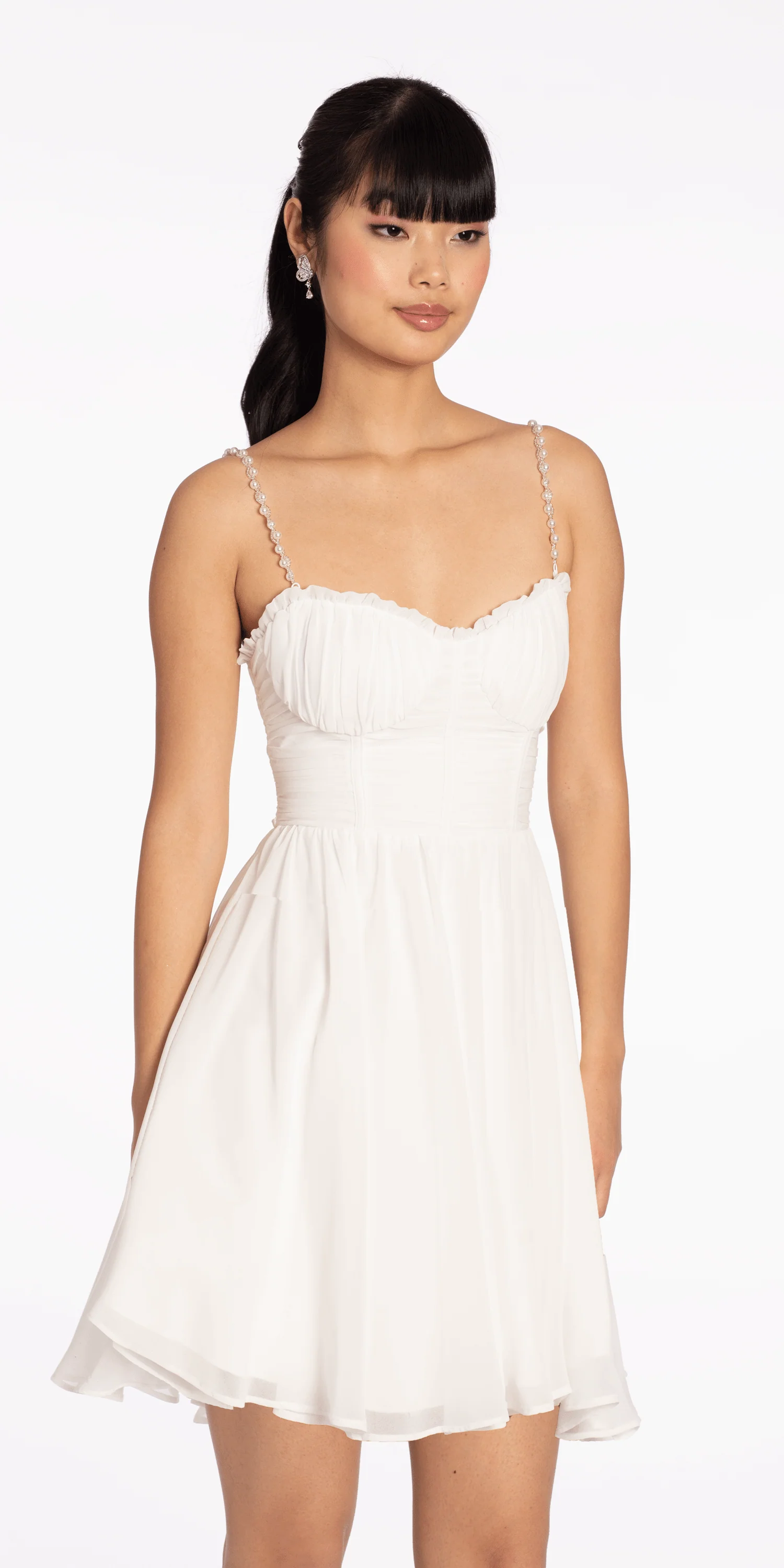 Sweetheart Corset Fit and Flare Dress with Pearl Straps - Image 4