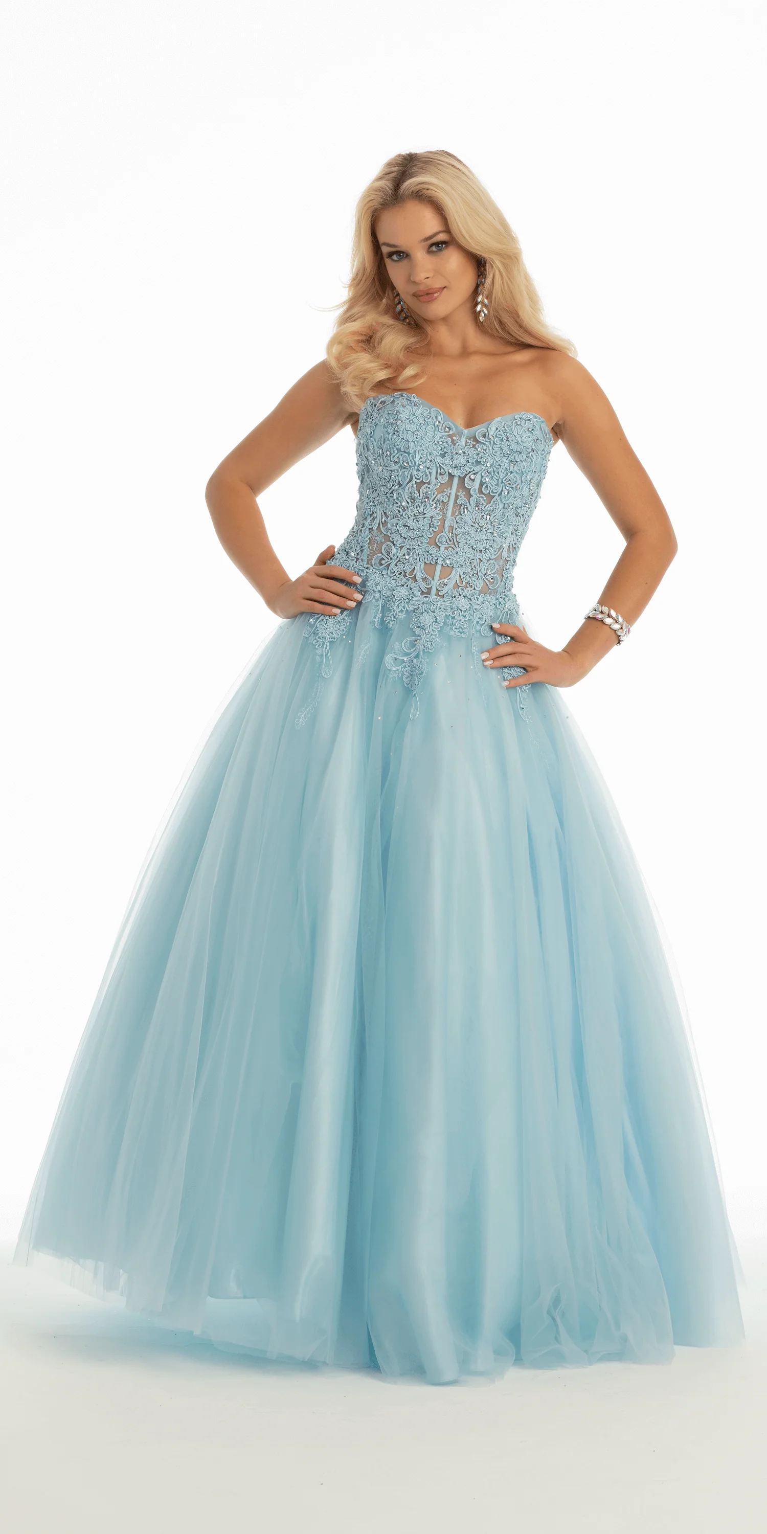 Sweetheart Embroidered Corset Ballgown with Heat Set Stones - Image 6