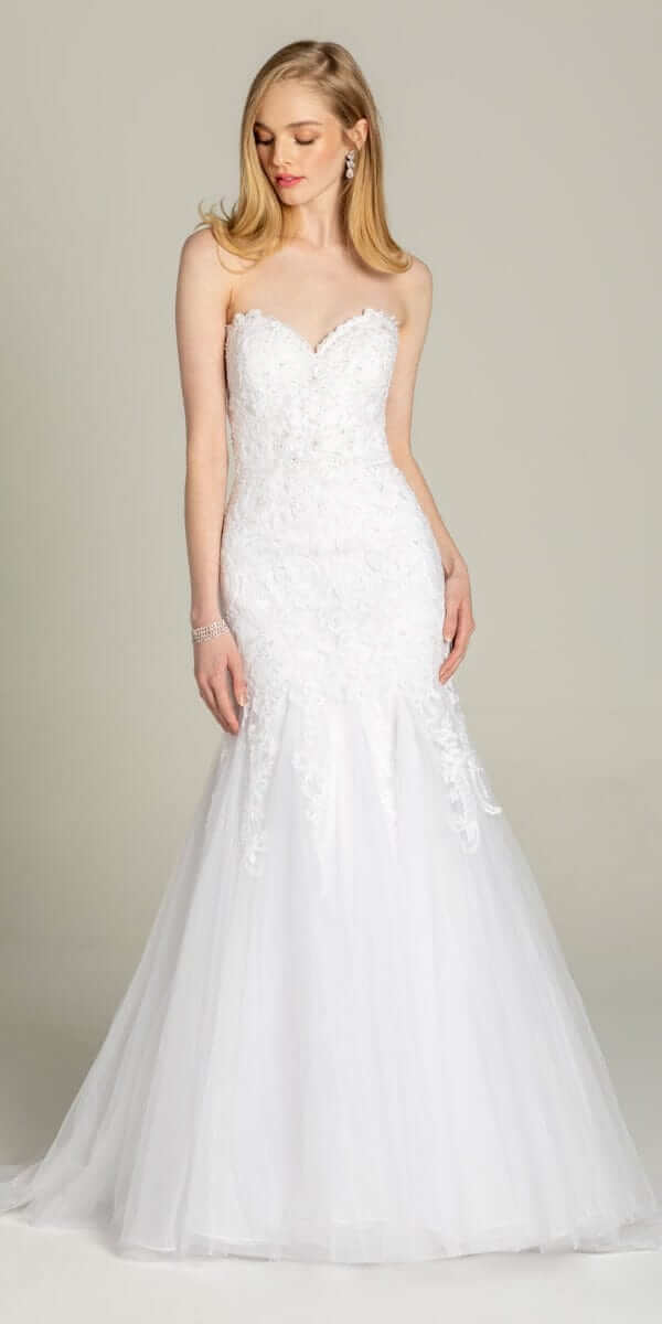 Sweetheart  Embroidered Trumpet Dress with Tulle Godets - Image 4