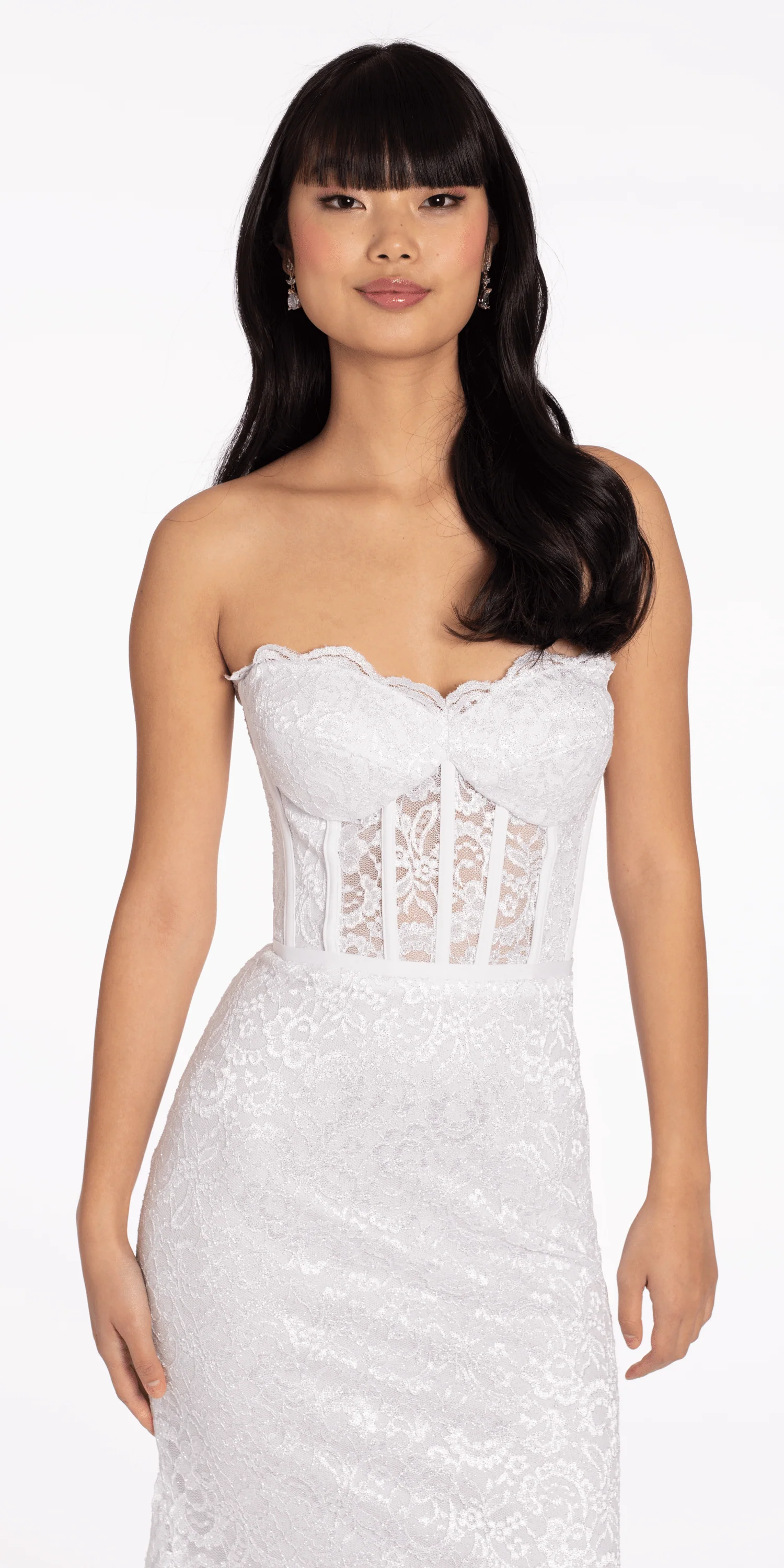 Sweetheart Glitter Floral Lace Corset Trumpet Dress - Image 4