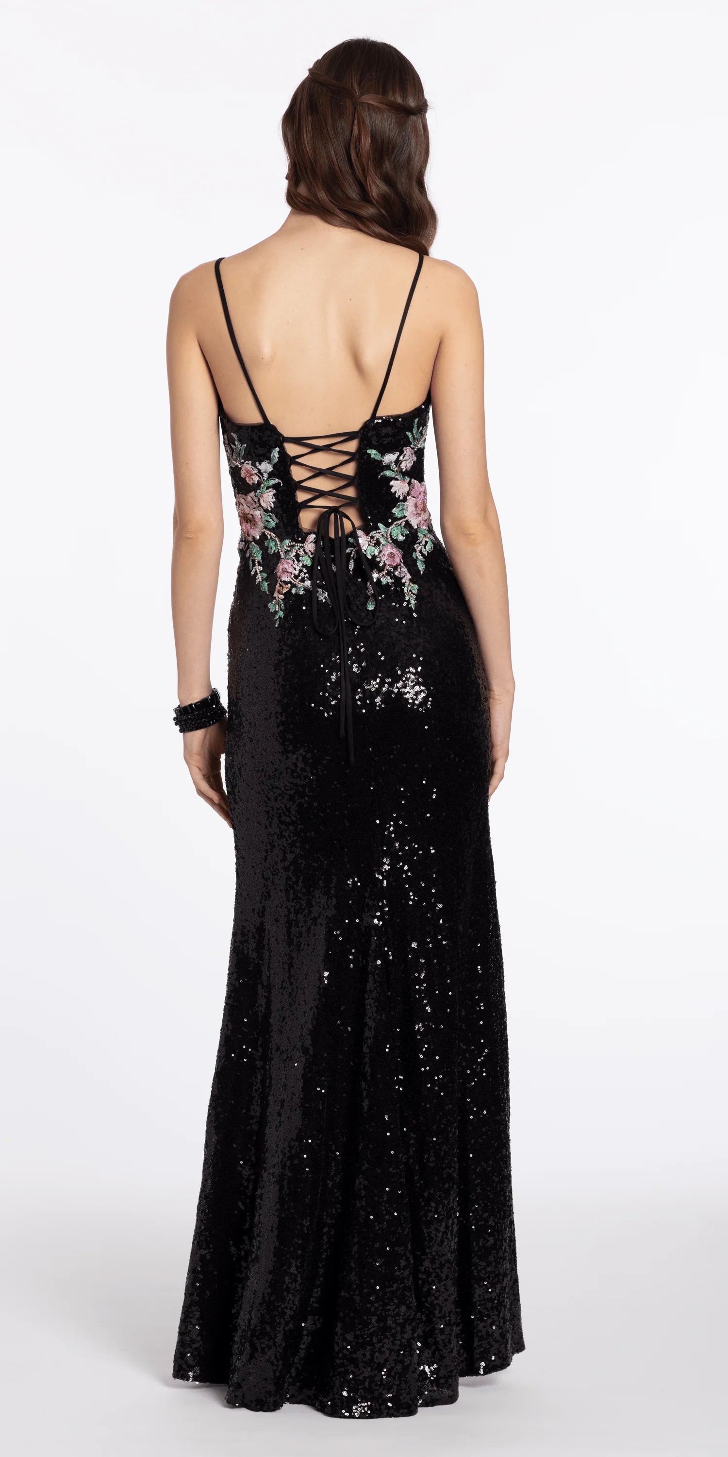 Sweetheart Sequin Column Dress with Embellished Floral Detail - Image 4