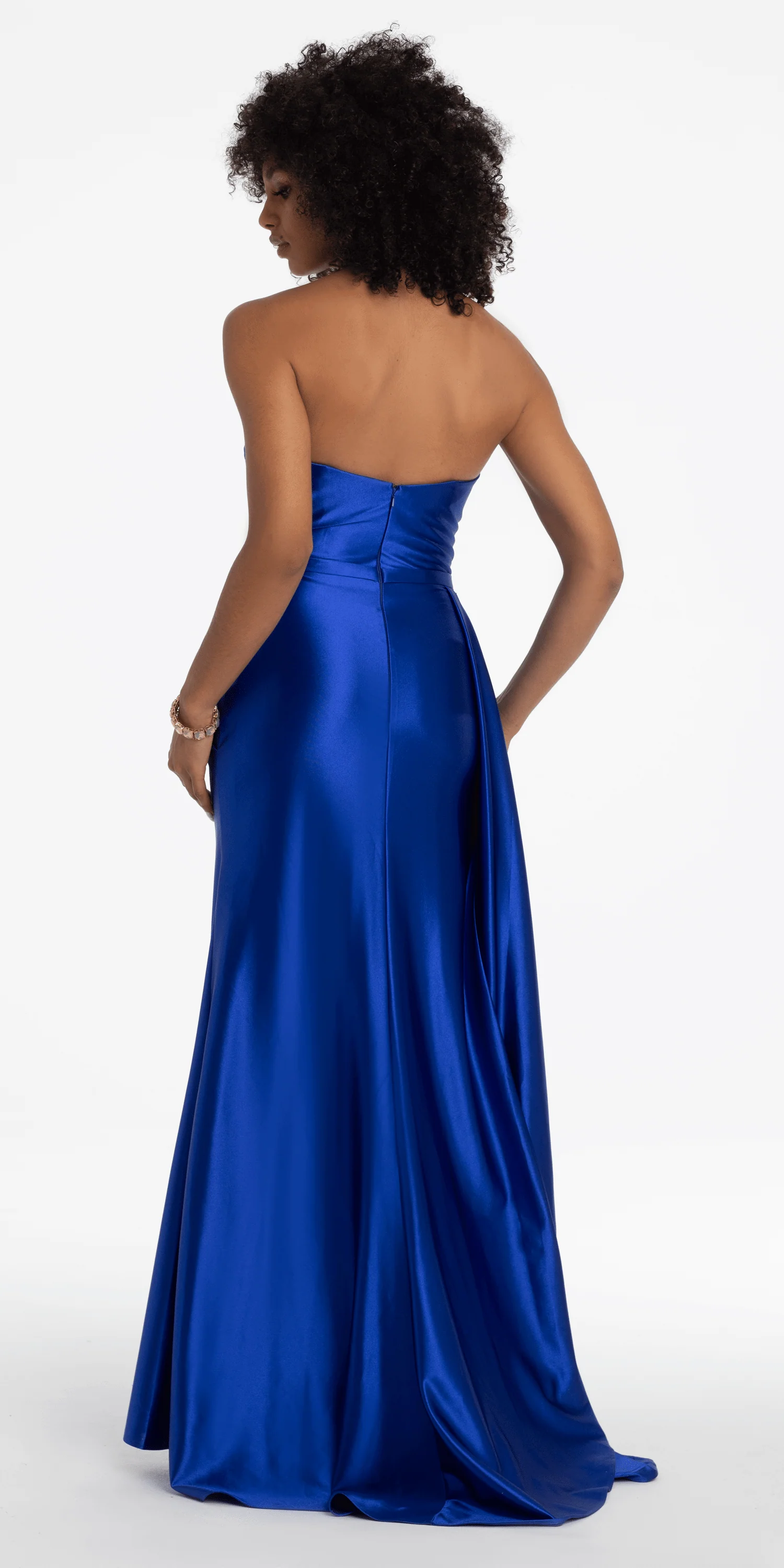Sweetheart Sparkle Stretch Satin Column Dress with Side Drape - Image 10