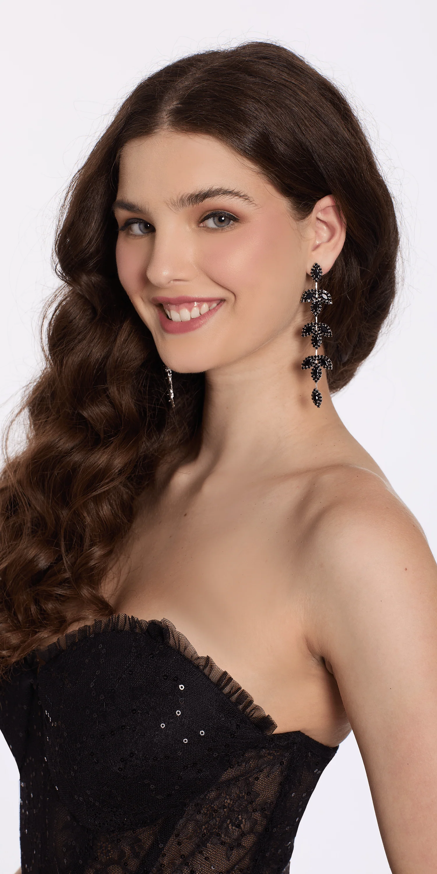 Triple Leaf Linear Drop Earrings - Image 3
