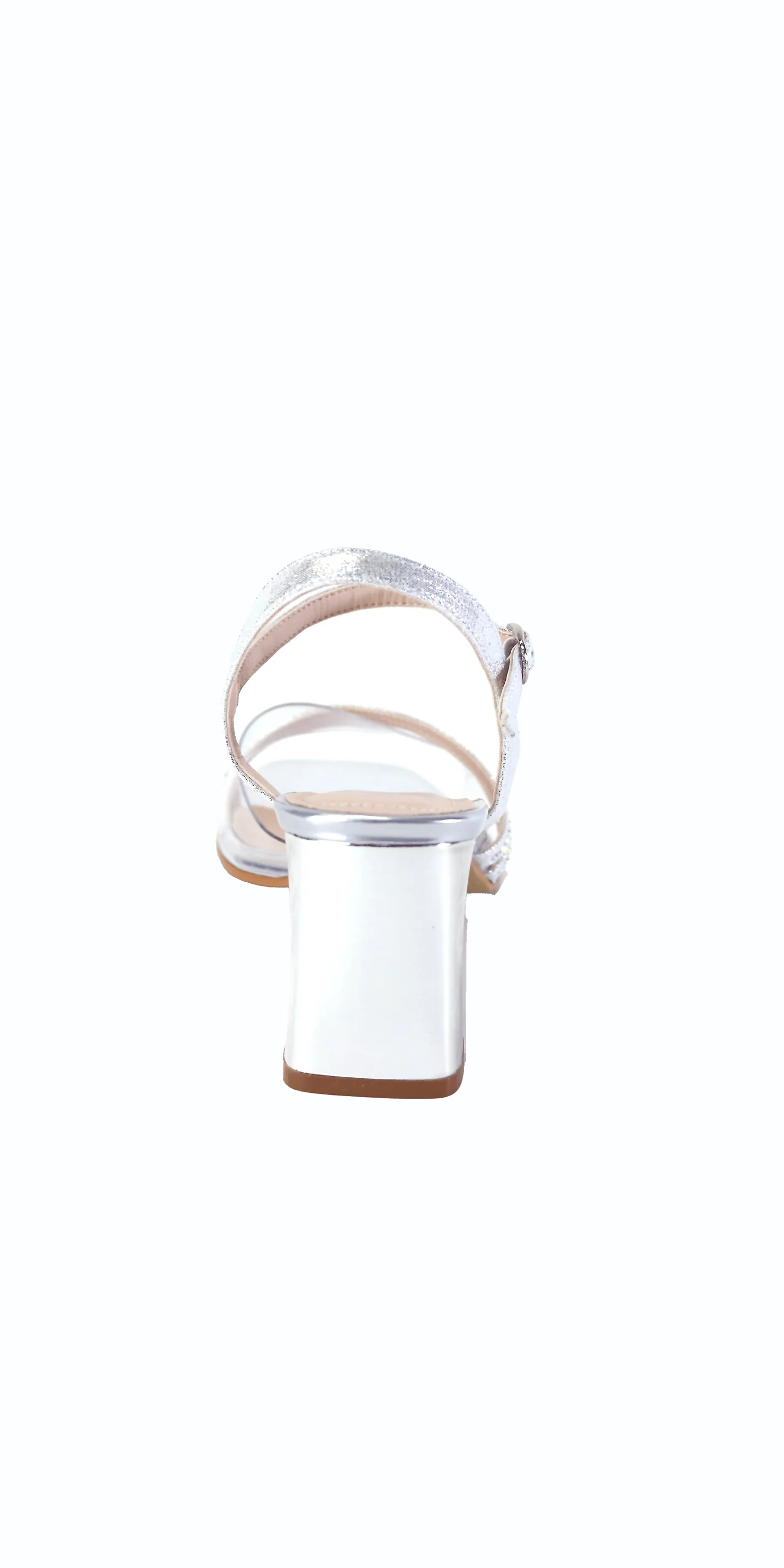 Triple Strap Lucite Rhinestone Low Heel Sandal - Image 4