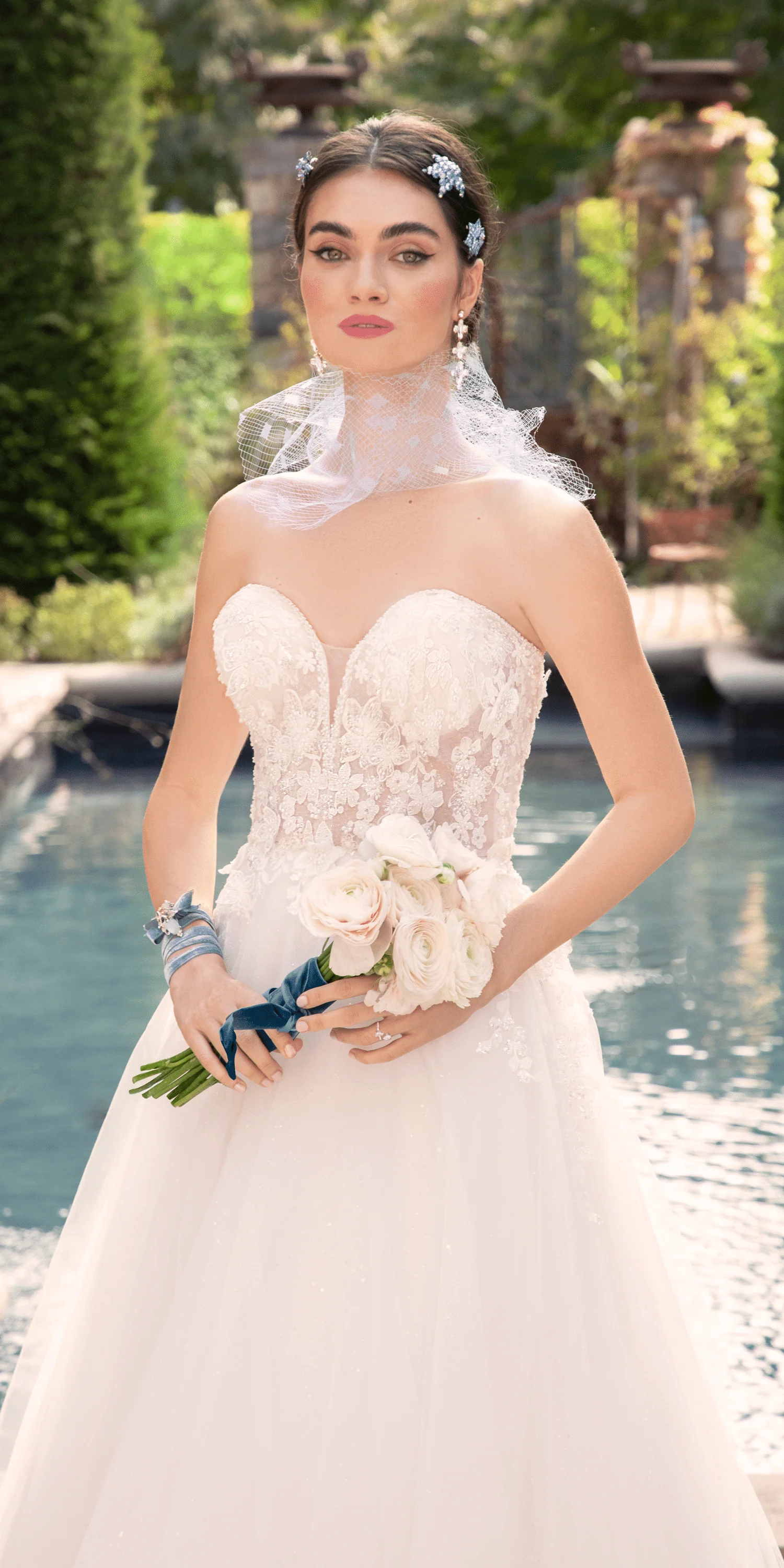 Tulle A Line Dress with 3D Embellished Appliques - Image 3