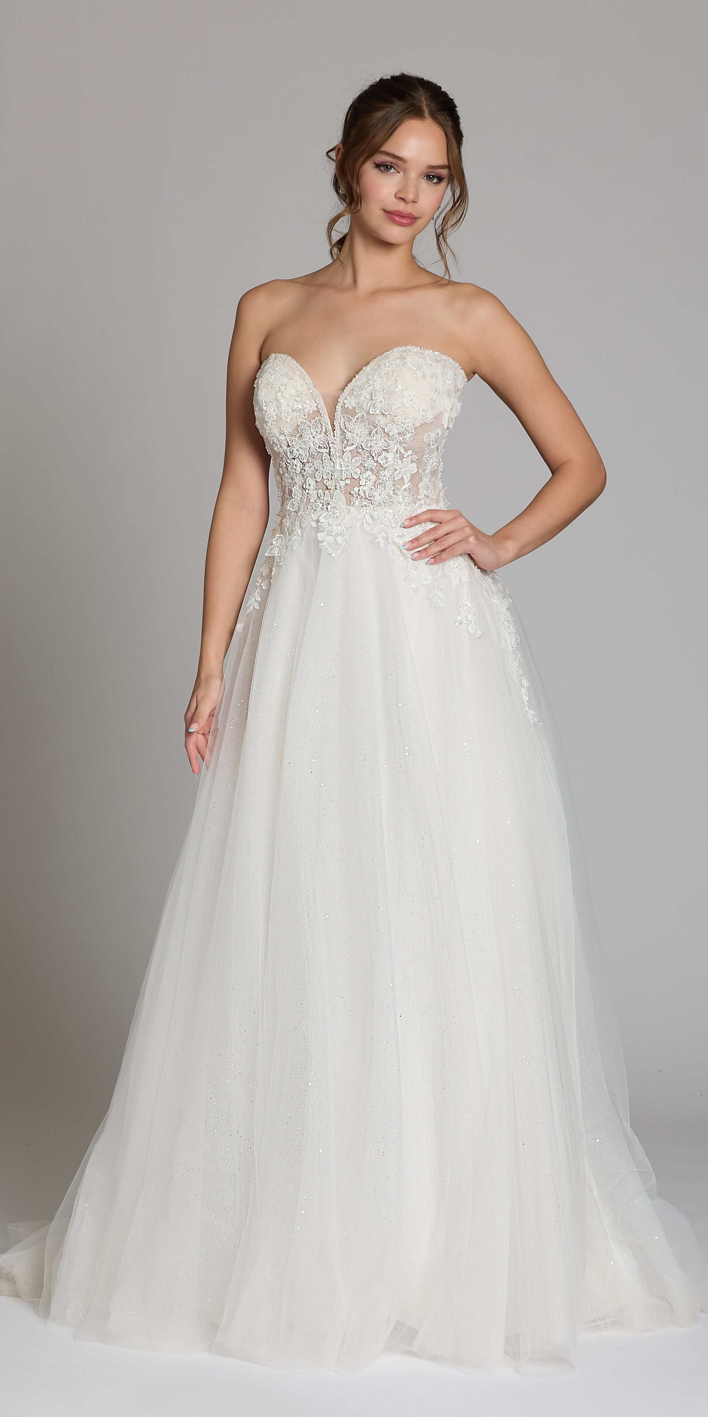 Tulle A Line Dress with 3D Embellished Appliques - Image 4