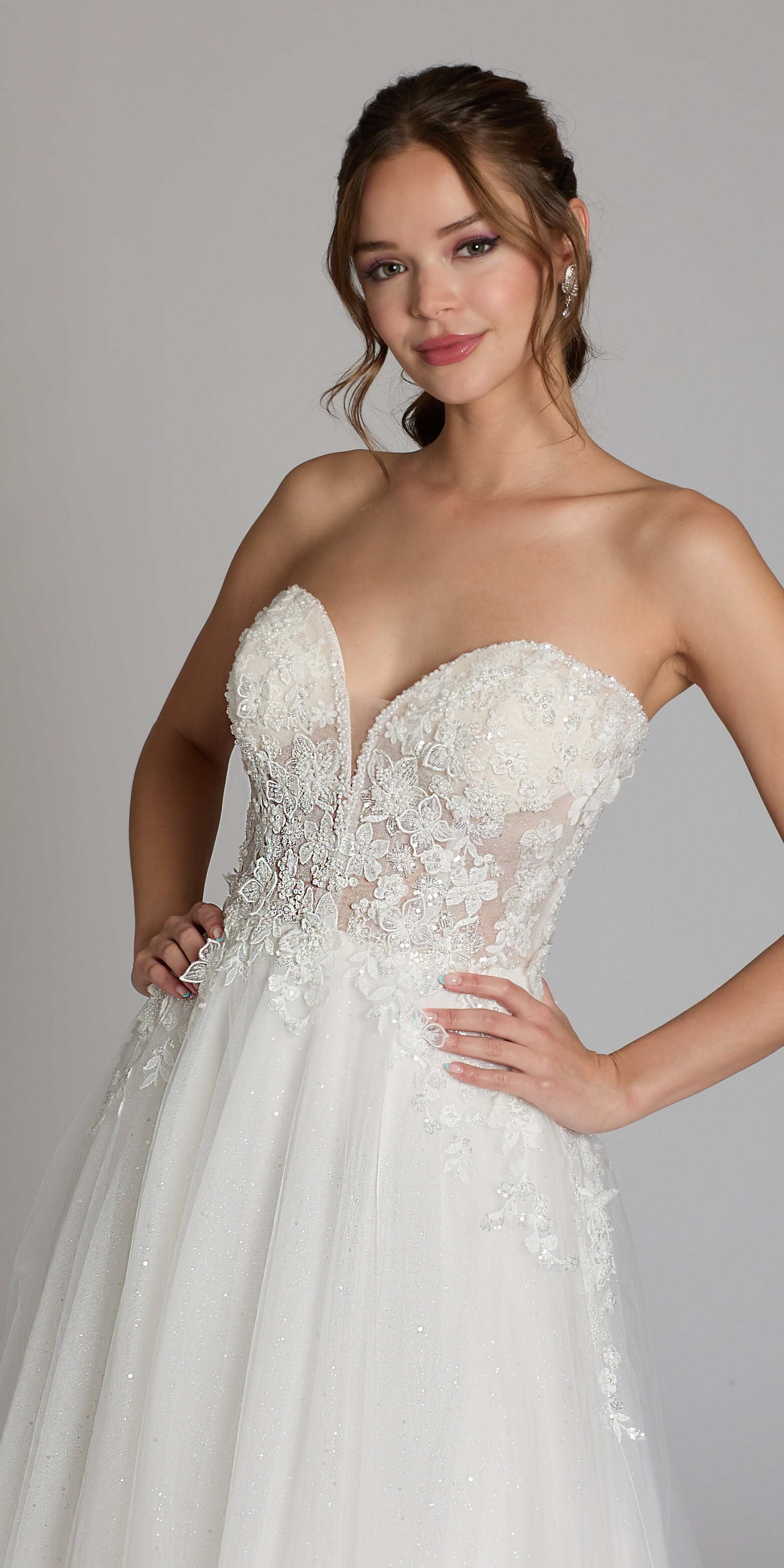 Tulle A Line Dress with 3D Embellished Appliques - Image 5