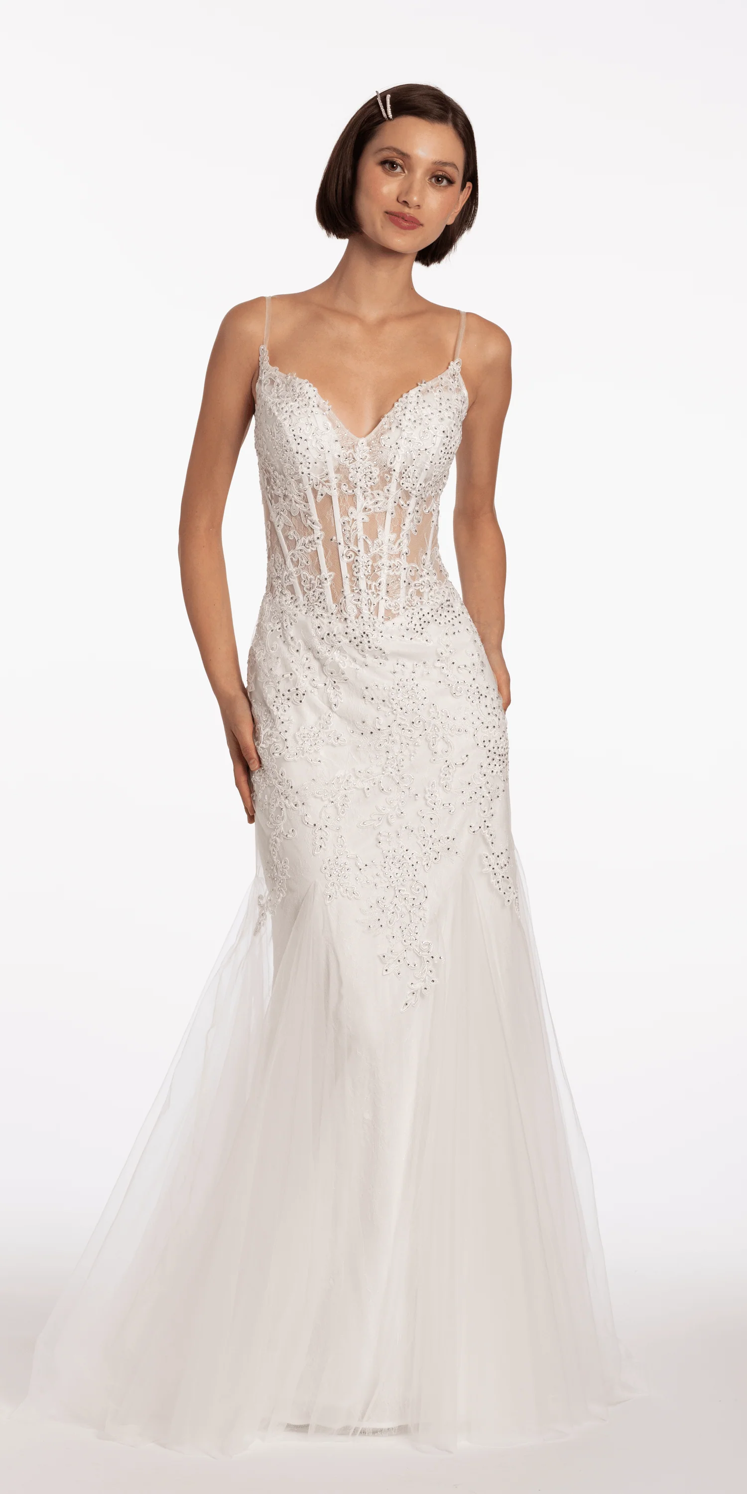 Two Tone Sweetheart Beaded Lace Mermaid Dress with Godets