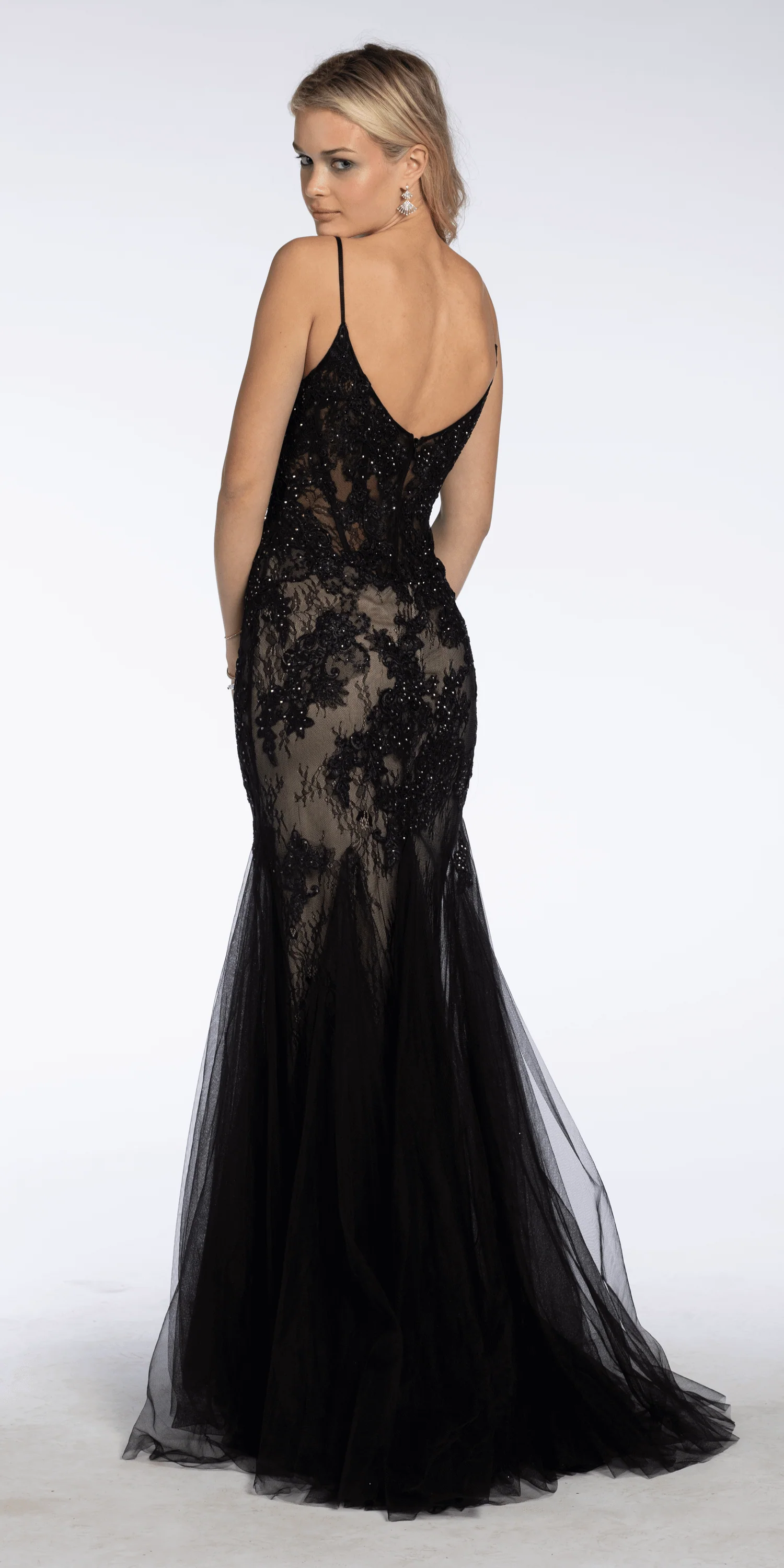 Two Tone Sweetheart Beaded Lace Mermaid Dress with Godets - Image 10