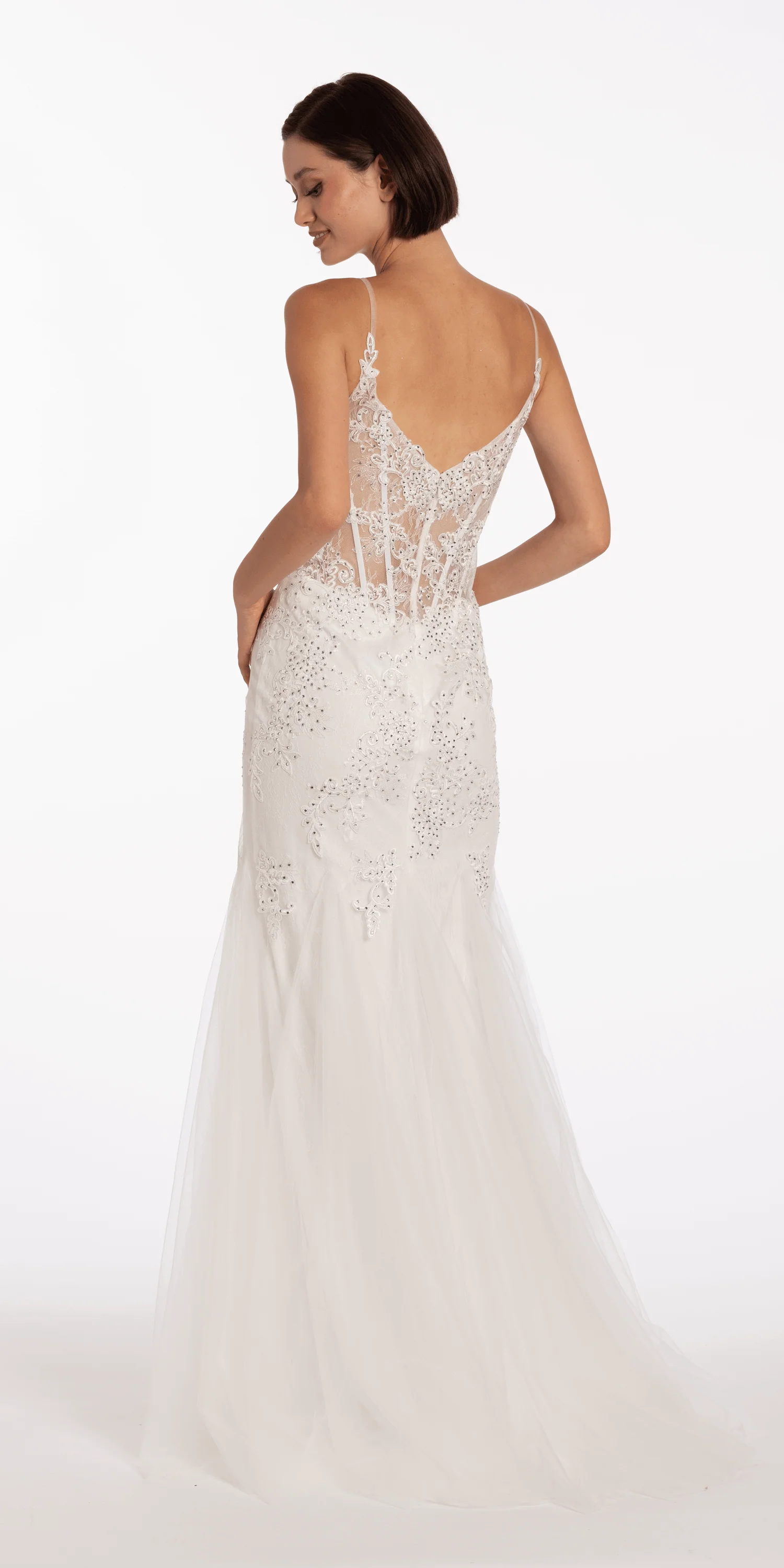 Two Tone Sweetheart Beaded Lace Mermaid Dress with Godets - Image 5
